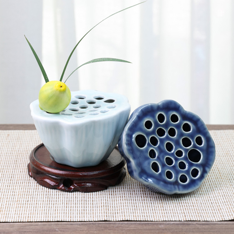 Ikebana Vase Kenzan - Japanese Style Ikebana Holder Ceramic Lotus